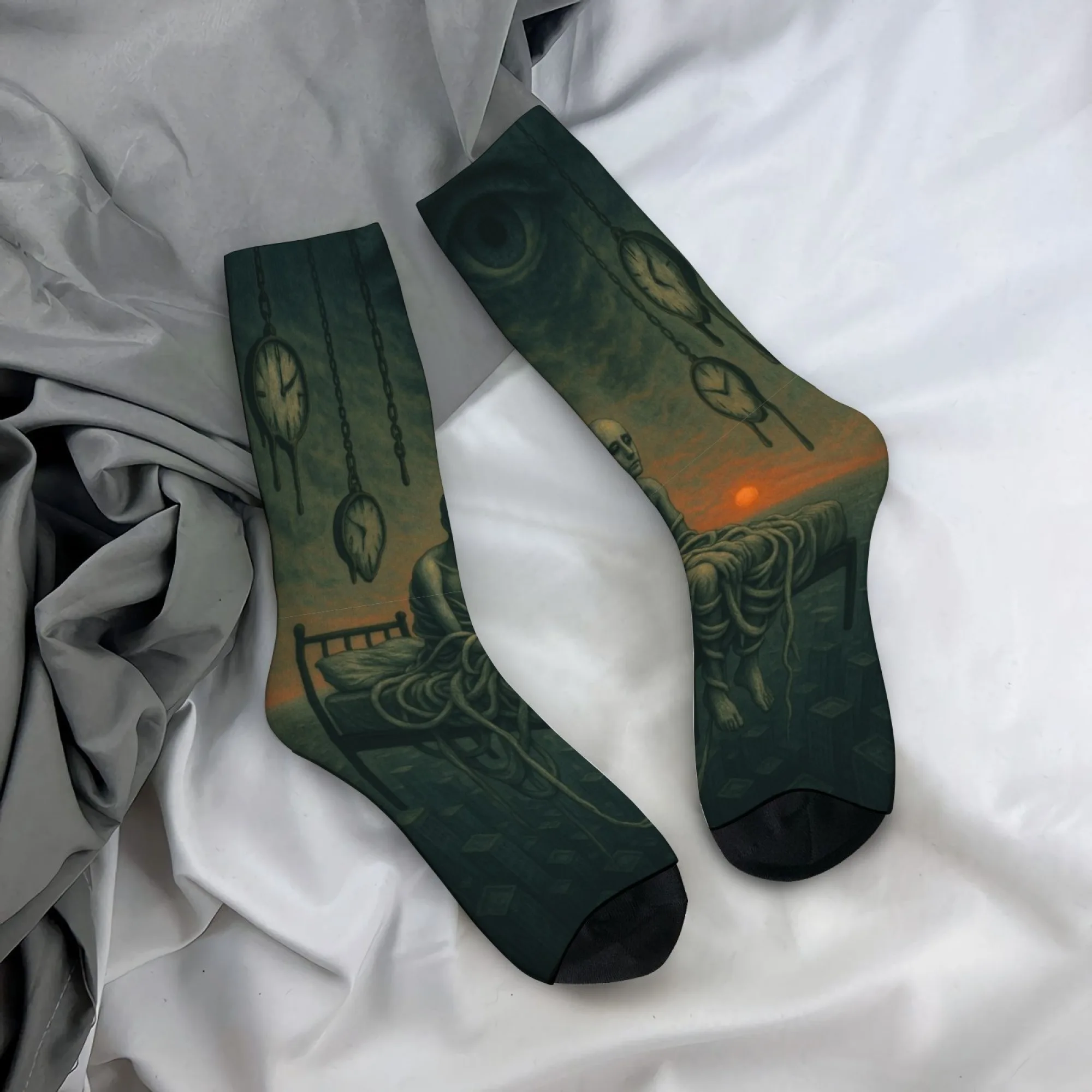 Dark, bondage, eternal surveillance style casual socks, novel street retro trendy printed men's socks, crazy party gift