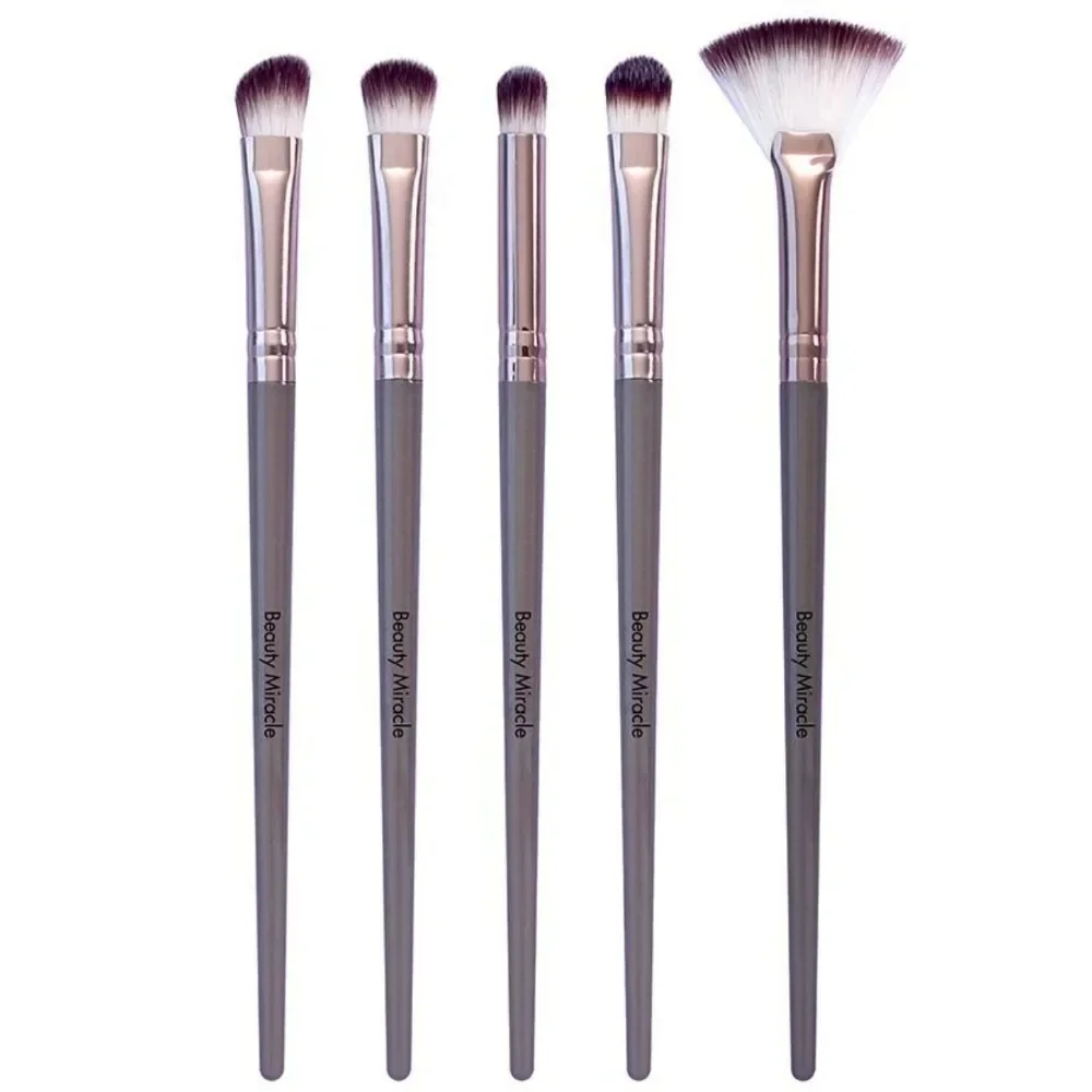 Ensemble de pinceaux de maquillage avec sac pour fond de teint, correcteurs, ombres à paupières, poudre, mélange de fard à joues, outils de beauté 5 pièces