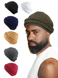 Pullover turbante per uomo cappello Vintage Head Wraps per uomo Stretch Modal e raso turbante sciarpa cravatta per capelli