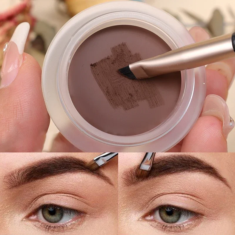 Delineador de ojos 2 en 1, crema de Gel para cejas con cepillo, resistente al agua, larga duración, mate, negro, marrón, fácil de usar, maquillaje coreano, cosmético