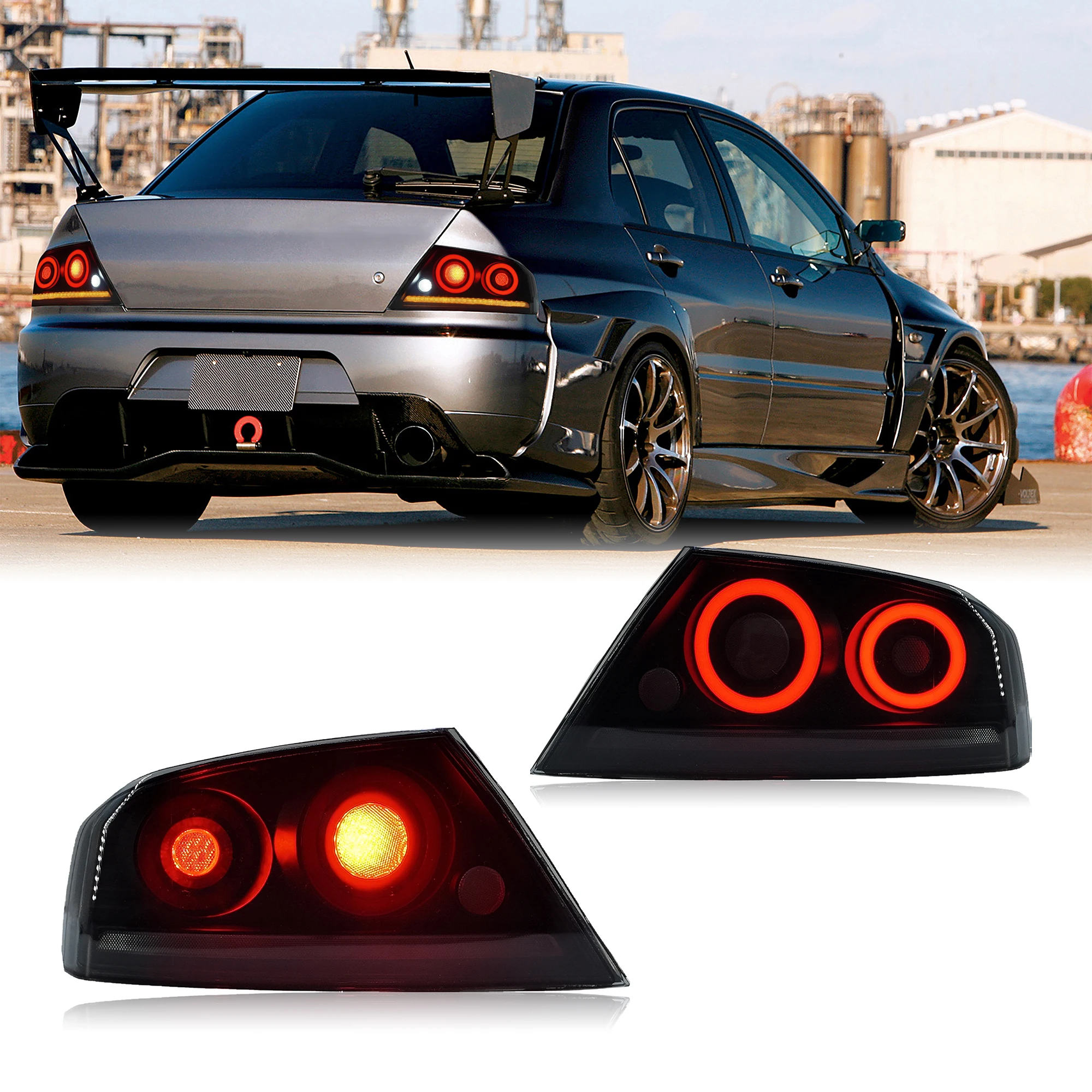 For Lancer Evolution EX/EVO JDM 2001-2007 Tail Lights Clear LED Rear Bumper Auto Parts 12V Volta Compatible 7 8 9 Gen