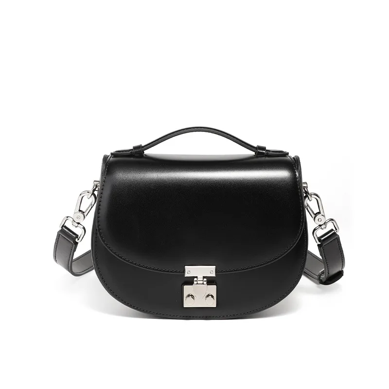 

Original Brand Women Genuine Leather Saddle Shoulder Bag Vintage Wide Strap Niche Design Handbag Casual Female Underarm Bags