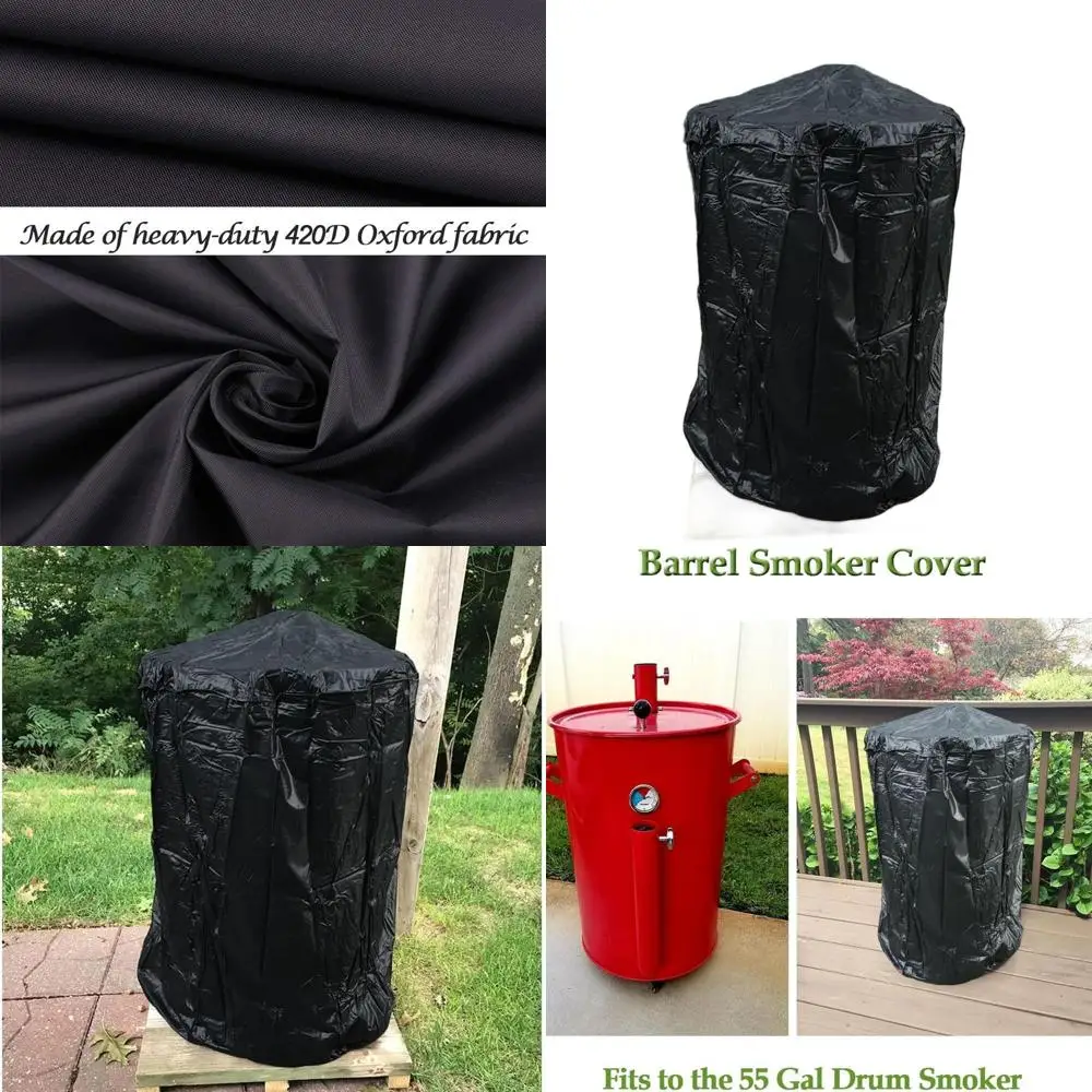 

Heavy-Duty Waterproof 55 Gallon BBQ Smoker Cover for Barrel Grills and Outdoor Cooking