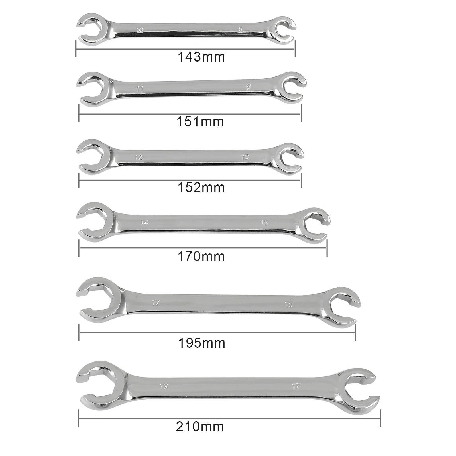 Imagem -05 - Brake Pipe Gás Fuel Spanner Flare Wrench Open Ring Spanners Repair Grupo Ferramenta de Mão Combinação 819 mm Pcs