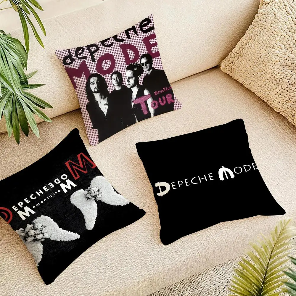 Synth Band Depeche Mode Cushion Cover Short Plush Pillowcase, Washable Wrinkle Resistant Cover for Bedroom Gift