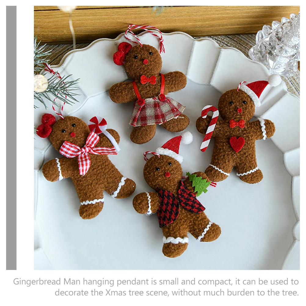 

6 Pcs Accessories Gingerbread Man Pendant Decoration Christmas Tree Hanging Decorations