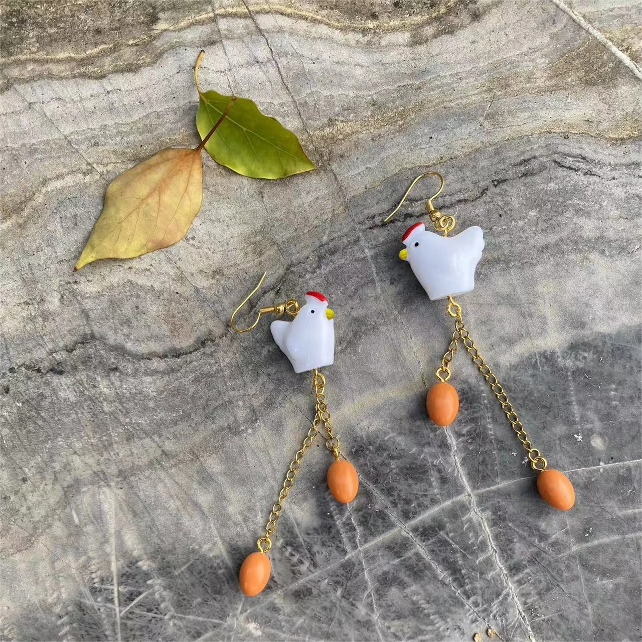 أقراط بيض الدجاج الخاصة ، راتنج ثلاثي الأبعاد ، مثير ، زوج واحد