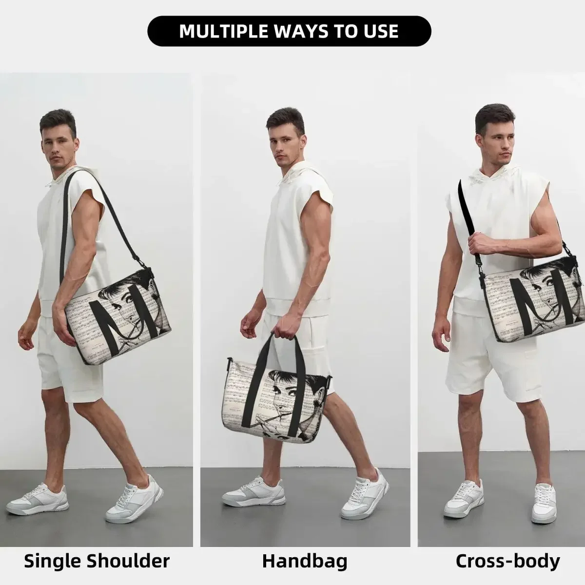 Audrey Hepburn Beach Travel Bag Large Capacity Tote Bags For Gym Yoga Women Shopping Duffle Shoulder Bag