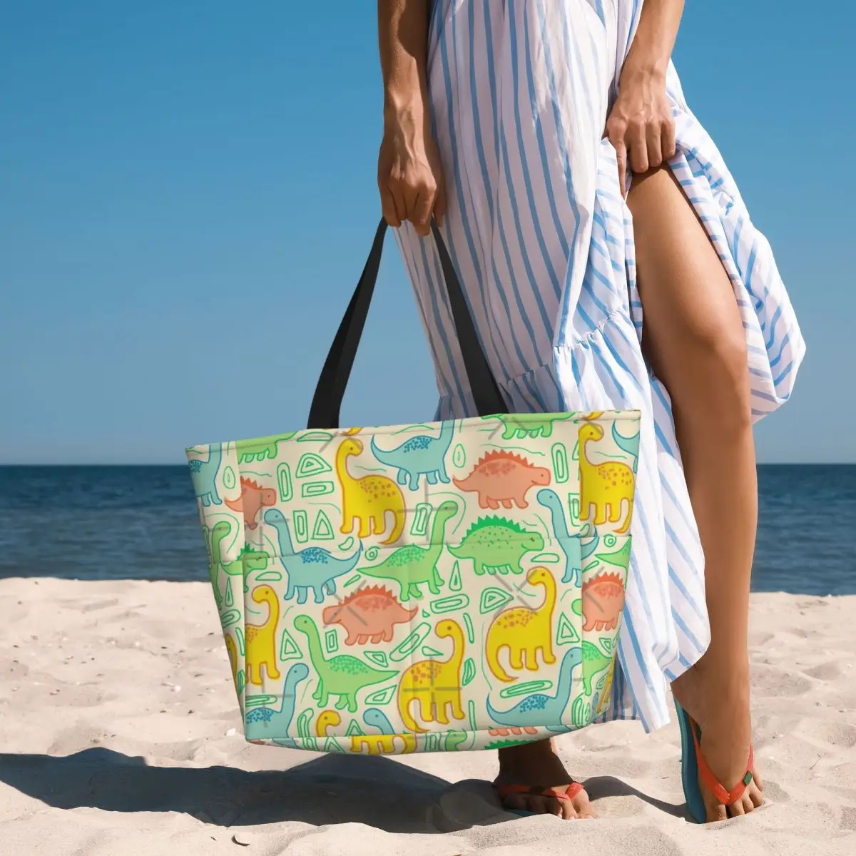 Borsa da viaggio da spiaggia per feste di dinosauri, borsa da viaggio personalizzabile pratico regalo di compleanno modello Multi-stile