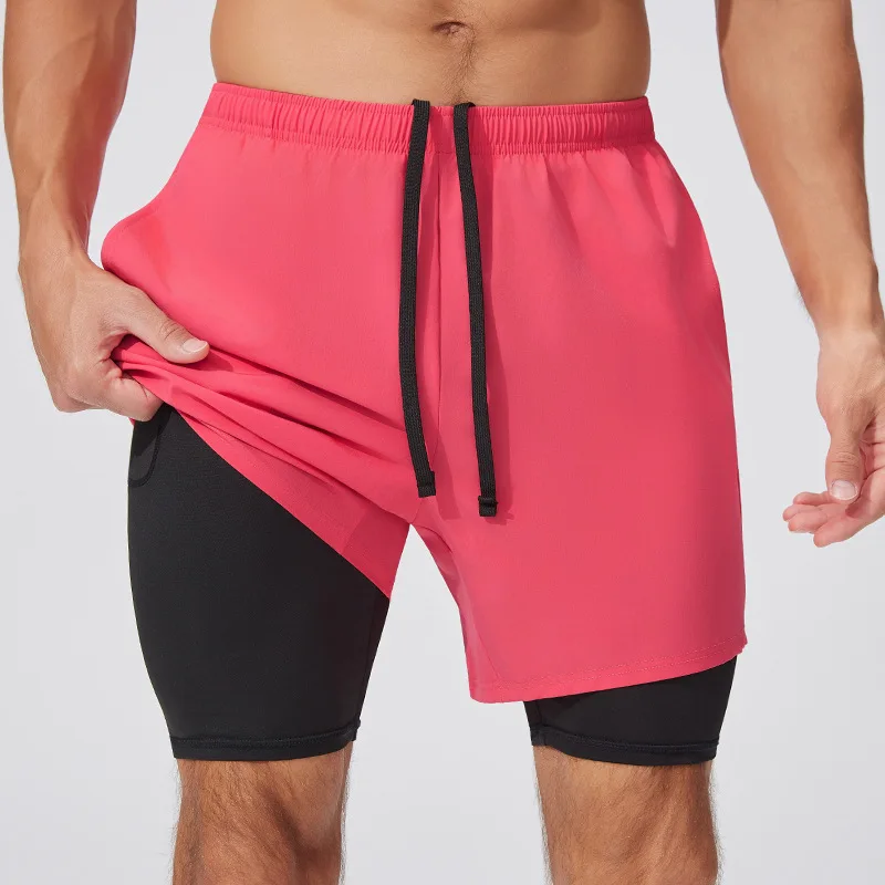 

New Summer running shorts Men's sports jogging fitness shorts training Quick-drying sports Zipper pocket male Cropped pants