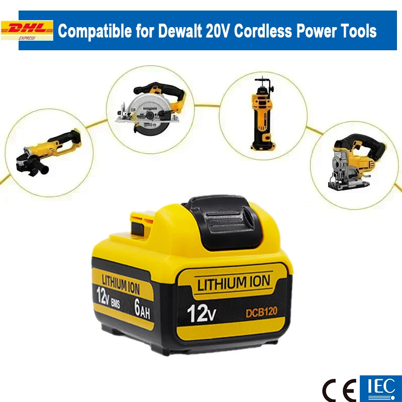 Para baterias recarregáveis dewalt dcb120dcb124dcb125 6.0ah 12v max bateria de substituição de íon de lítio, melhor preço.