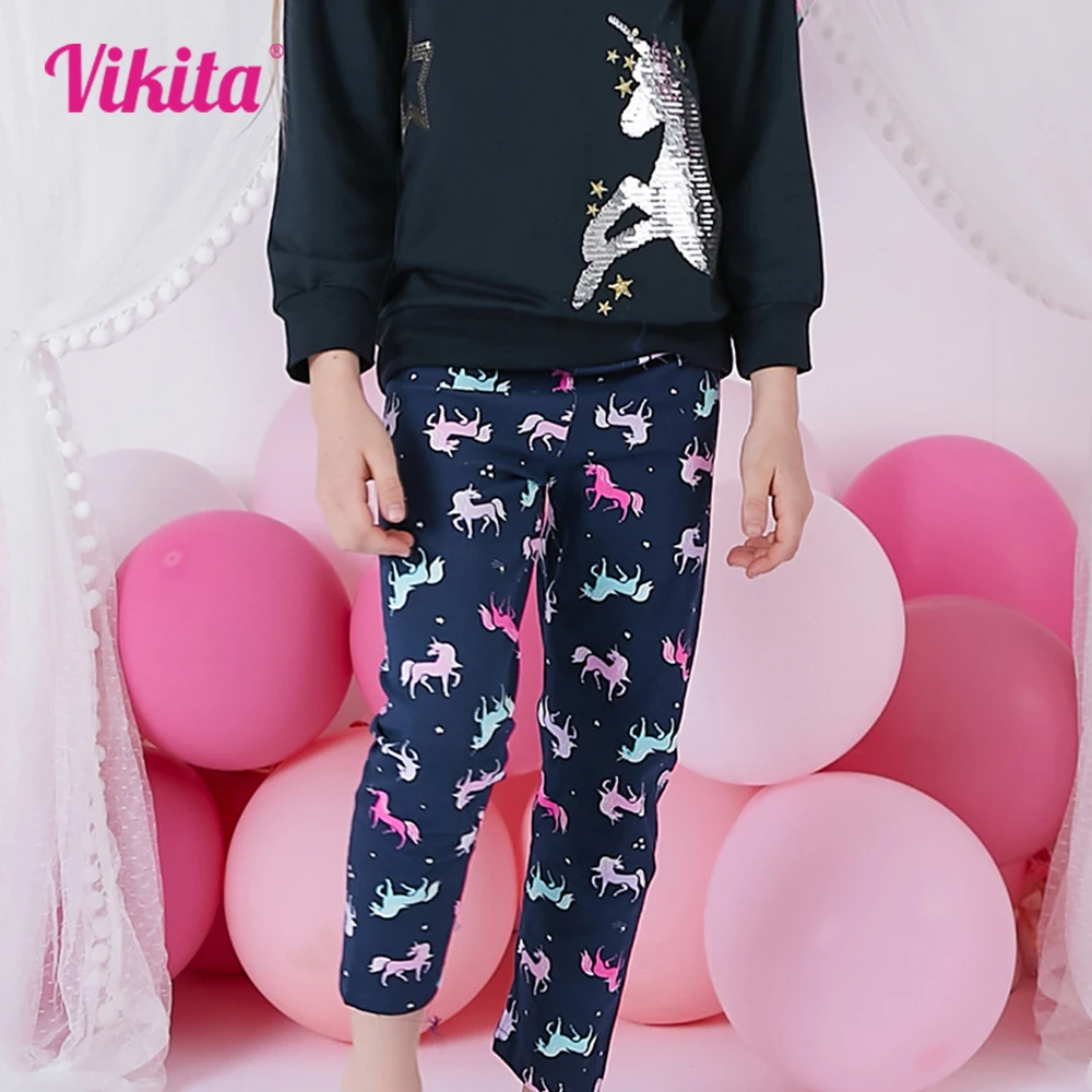 

VIKITA Girls Colorful Licorne Print Leggings Kids Cotton Casual Daily Trousers Girls Skinny Pencil Pants Kids Bottoms Wear