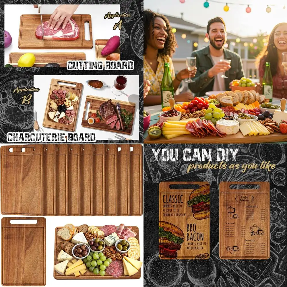 

Объемные разделочные доски из дерева акации, 10 шт., 12x7,8 дюйма, кухонные разделочные доски для пиццы, хлеба, мясных изделий, фруктов, V