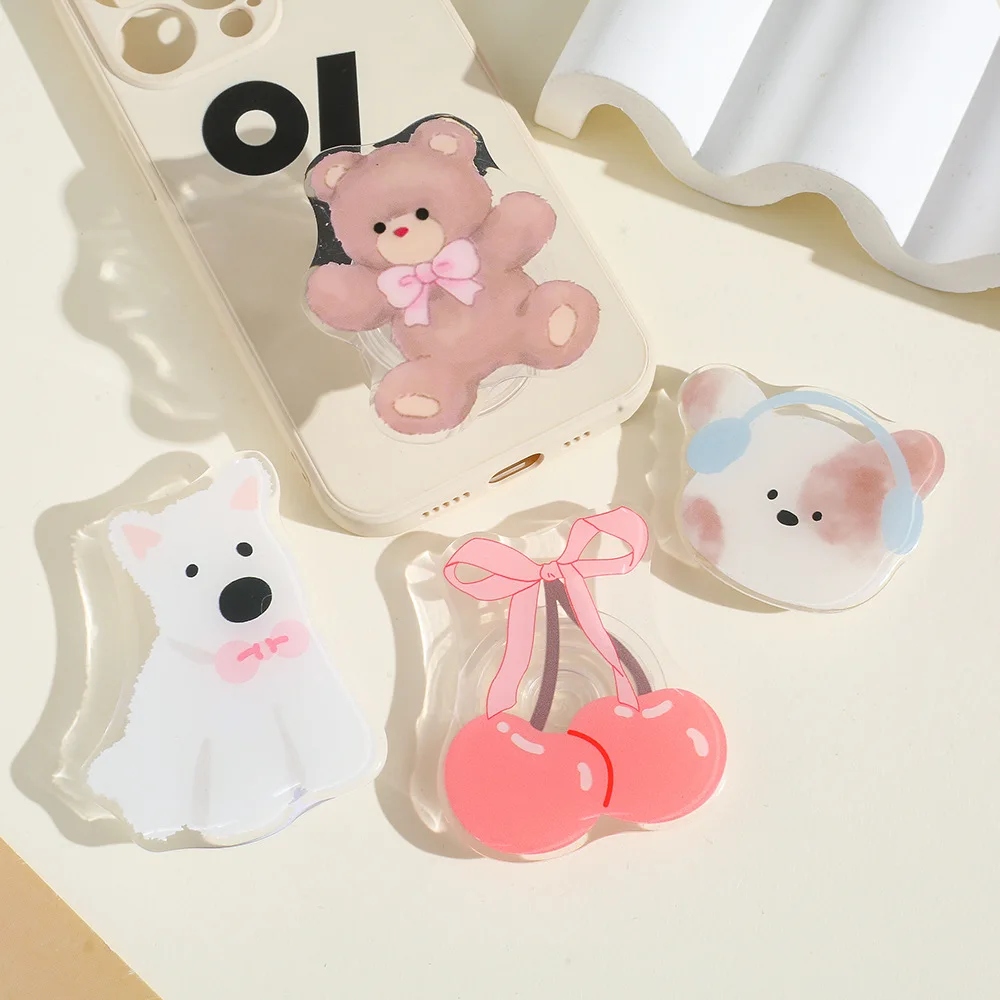 

Корейская милая мультяшная ручка для щенка, акриловый держатель для мобильного телефона, подставка, кольцо, кронштейн для мобильного телефона, аксессуары для смартфонов