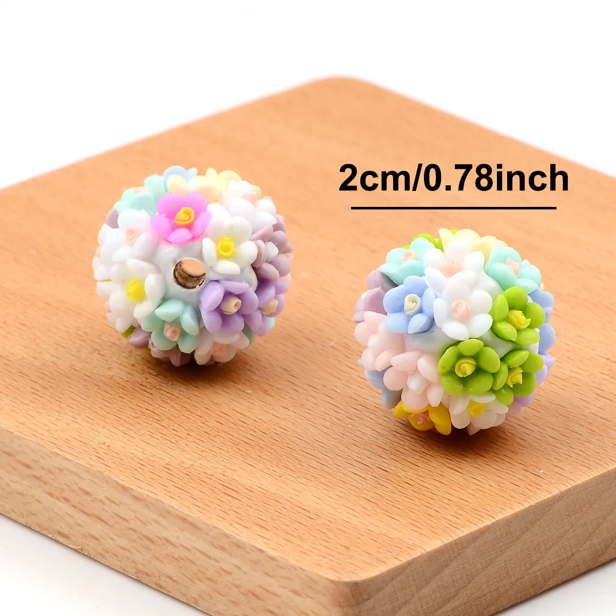 4pcs 2cm Round Flower Ball Shape Acrylic Beads DIY Handmade Keychain Necklace And Bracelet DIY Accessories