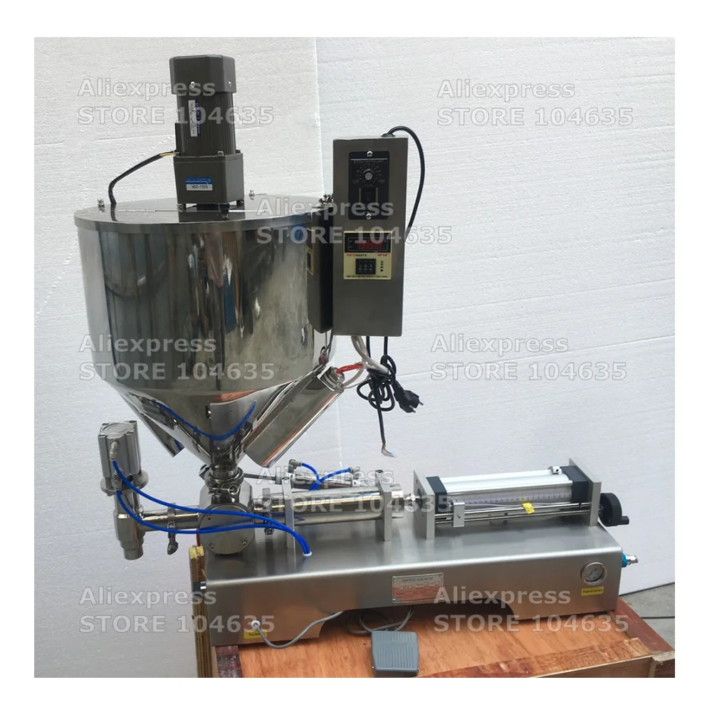 Automatic Heating Stirring Mixing Piston Cream Filling Machine Paste Liquid Fill Packing Machine Pneumatic Bottle Filler Machine