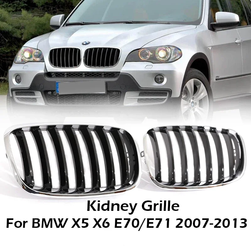 

1 Pair Black Kidney Front Grille Auto Racing Grille for BMW X5 E70 X6 E71 2007-2013 Drive30d Car Accessories