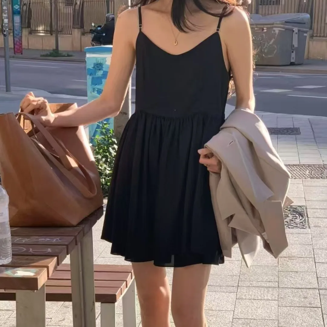 Jupe amincissante à bretelles Dr pour femmes, taille haute, Design superposé en v, t-shirt aux couleurs, jupe gâteau en tissu doux pour les déplacements, été