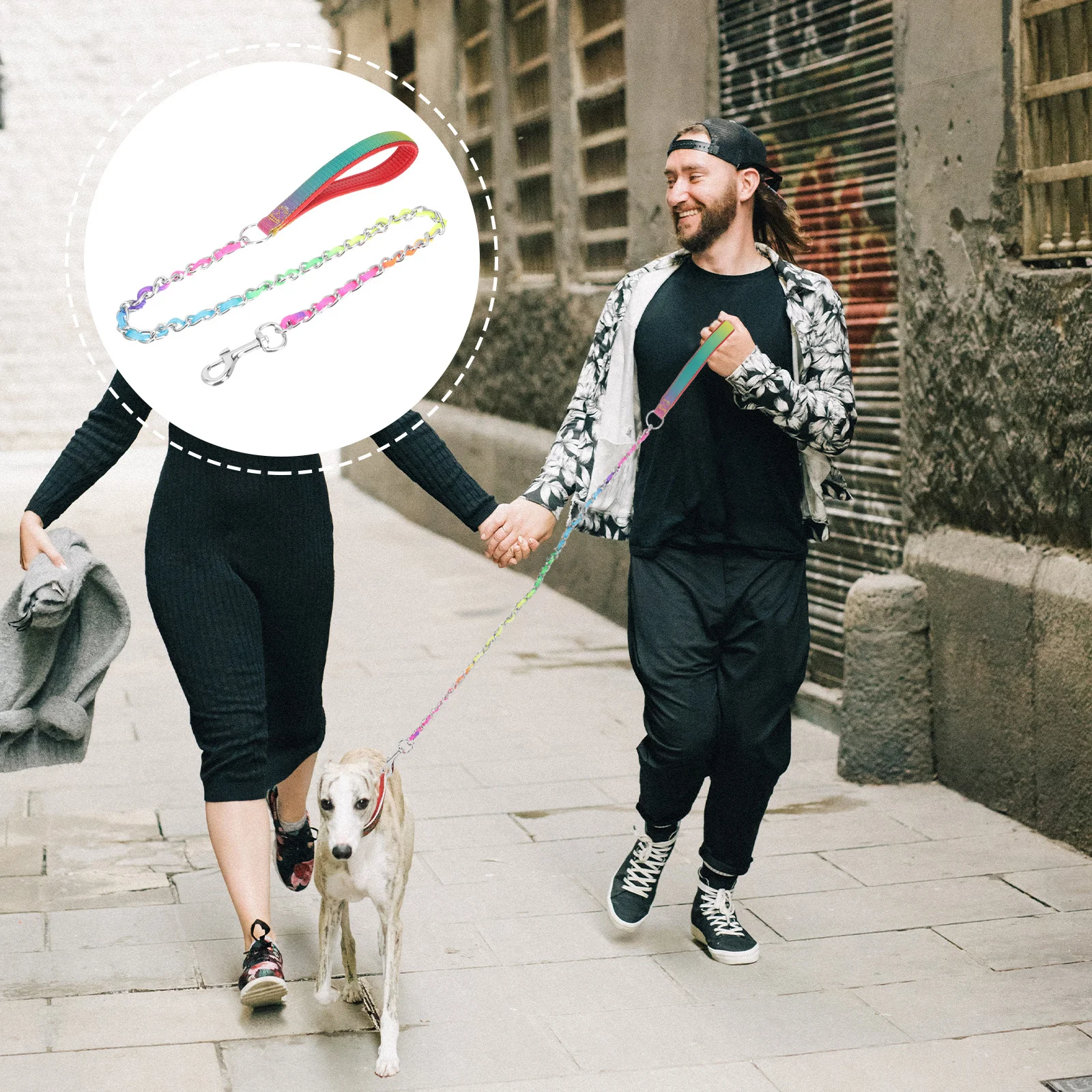 

Metal Dog Leash Nylon Wear-Resistant Traction Chain for Walking Running Hiking Outdoor Activities Wide Handheld Design