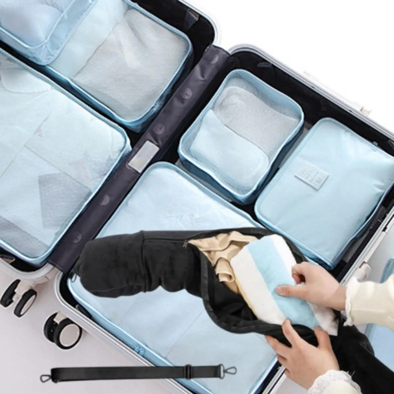 Travel Neck Pillow Case Adjustable U Shape Velvet Luggage Cushion Cover for Plane Car Bus Outdoor Pillows