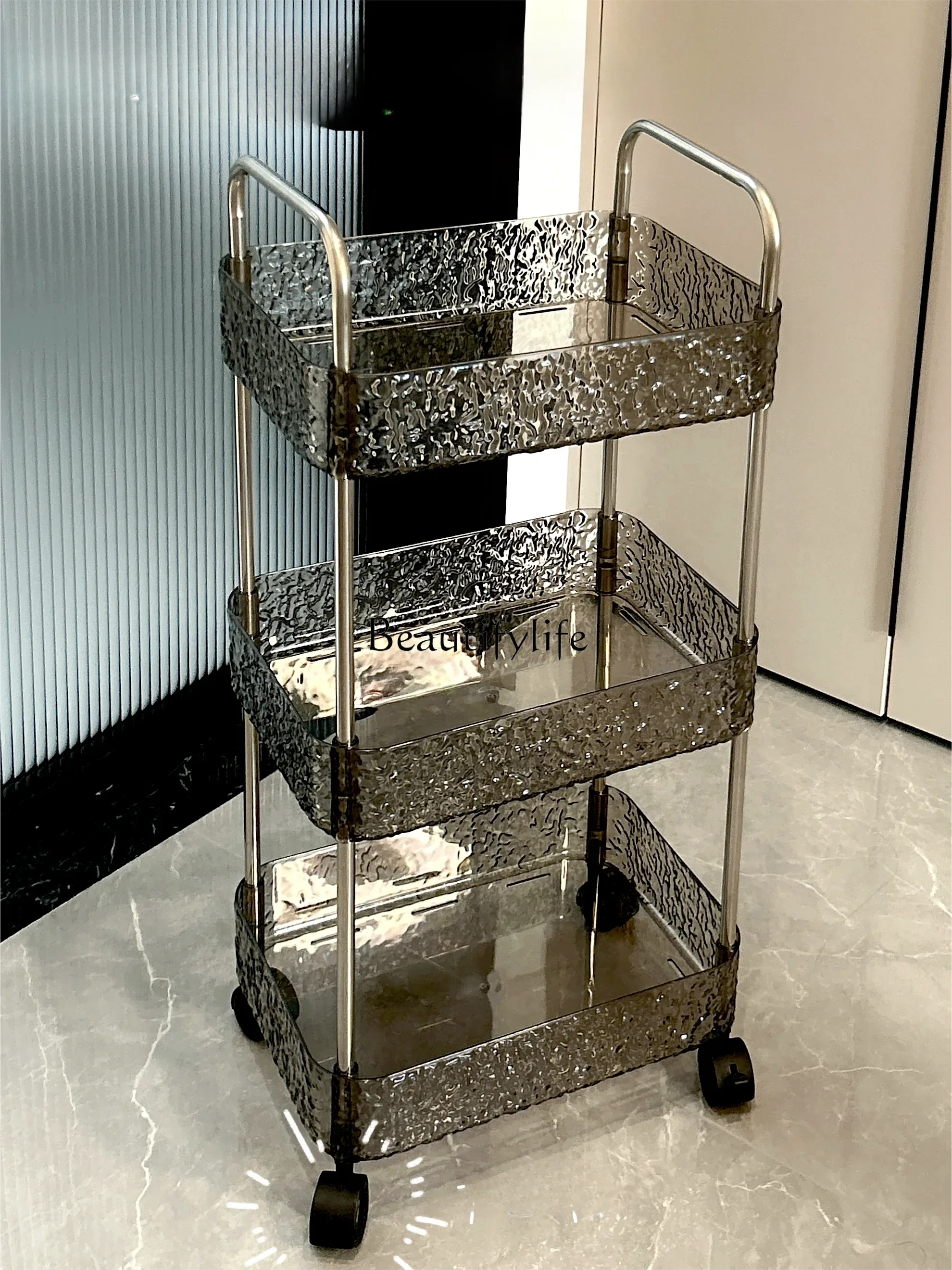 

LD33Acrylic snack trolley rack floor-to-ceiling bathroom kitchen multi-layer storage rack