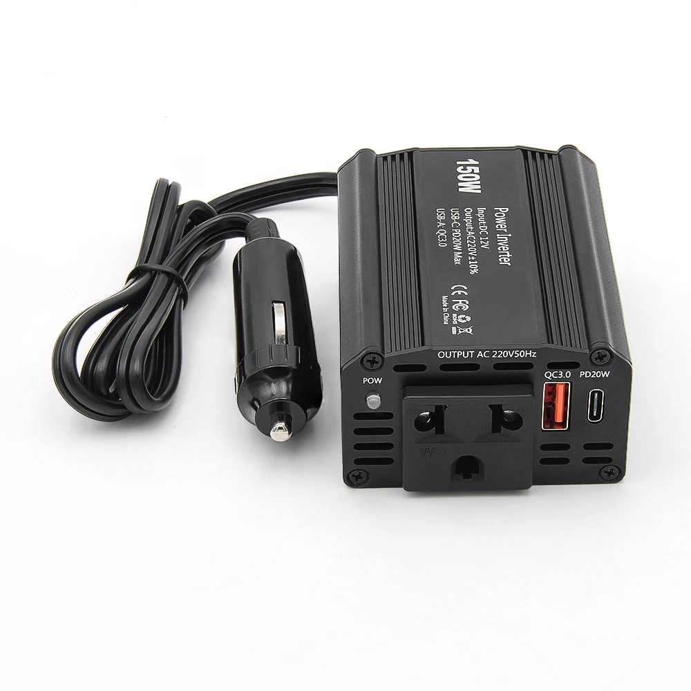 

Car Power Inverter 12V to 220V EU Socket with 6500PD-150W & QC3.0 Fast Charging 6500PD Model Car Adapter