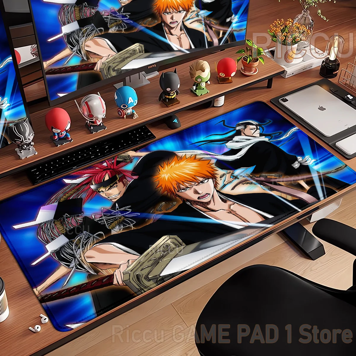 Japan Anime Figure Bleach Mouse Pad Large Desk Accessories Desk Pad Rubber Base Edge Mousepad Non-Slip Mousepad for Office