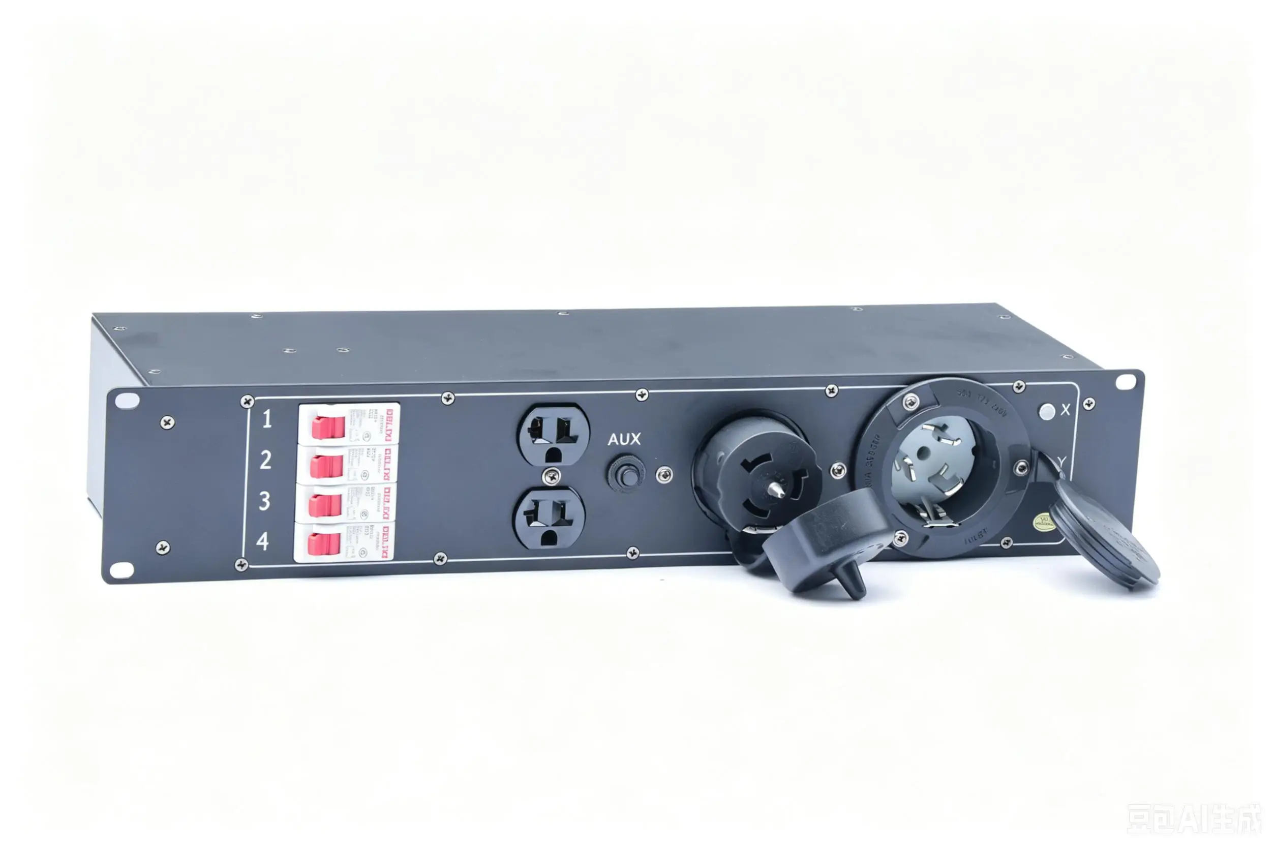 50A US Edison Socket Distribution Rack Panel Box 50A Twistlock 2 Phase Aluminum Power Distribution Box