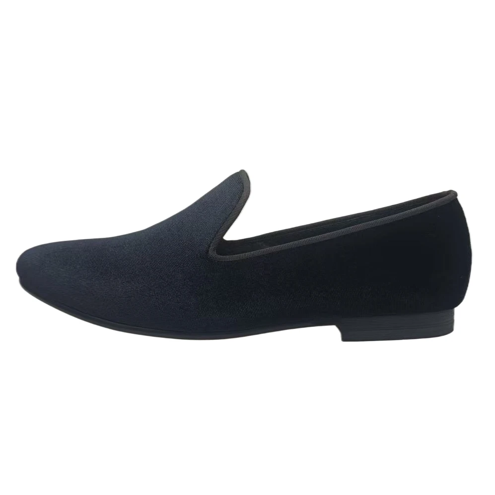 Mens Velvet Dress Loafers Slip On Black Classic Formal Shoes Students Prom