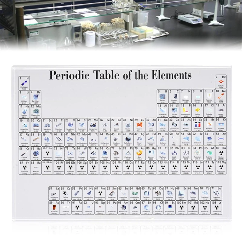 Chemical Element Display Acrylic Periodic Table Display with Real Elements Children Chemistry Teaching School Home Decoration