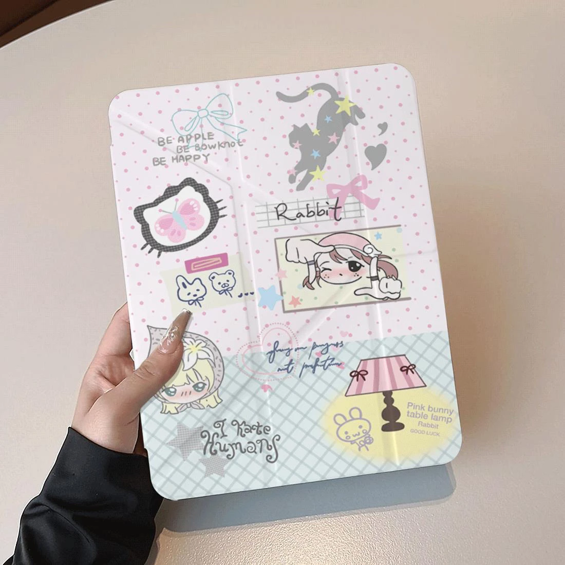 Cute Pink Polka Dot Girl Y2K Tablet Case For iPad Pro 11 12.9 13 A16 M2 M4 M3 M5 Shell 5/6/7/8/9/10/11th Mini Air 3 4 5 6 Cover