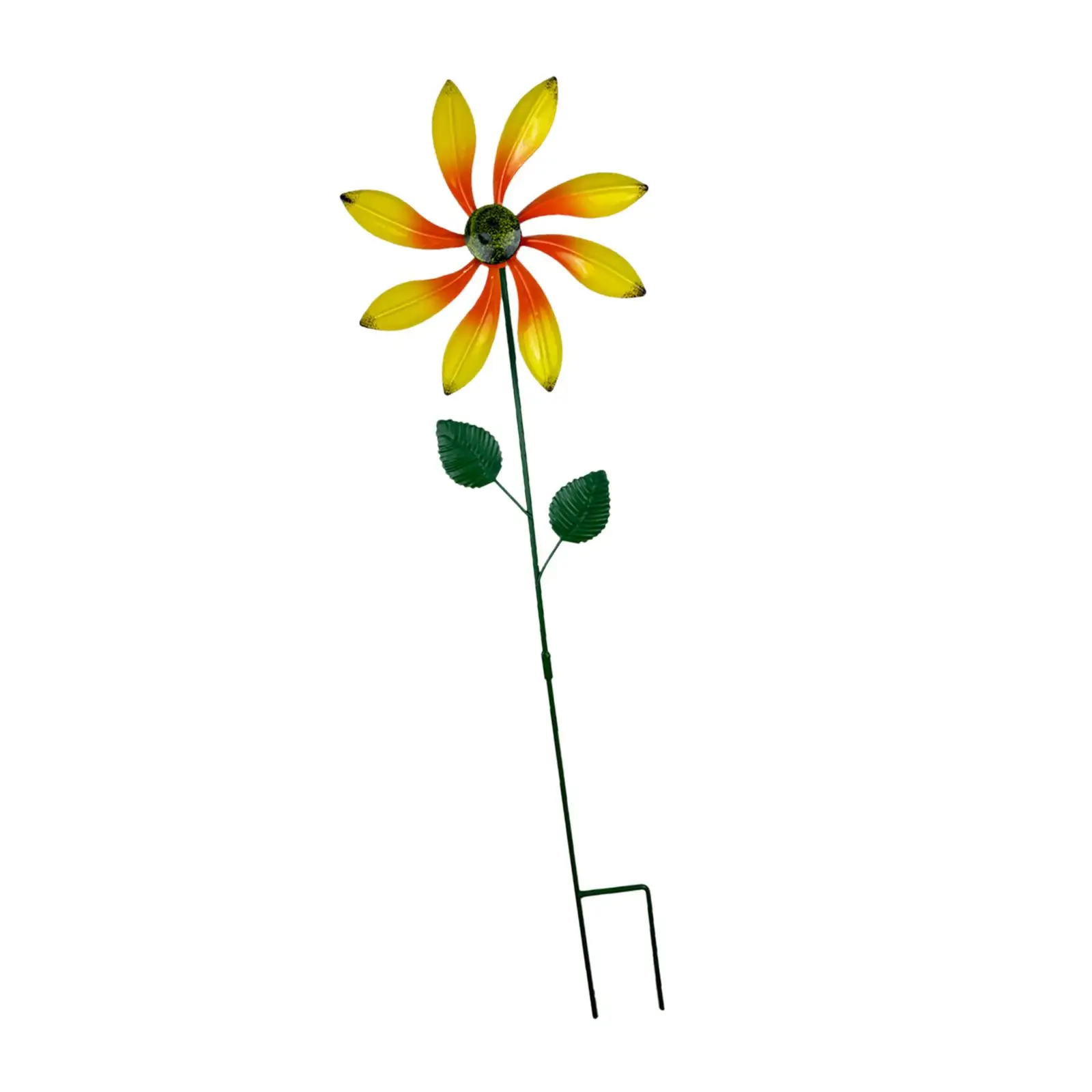 Wind Spinner Outdoor Metal Iron Garden Pinwheel Flower Stake Weatherproof Rotating Windmill Decor for Patio Path Lawn