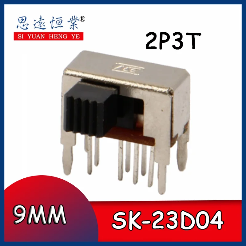 

10PCS SK-23D04 2P3T Double pole three throw handle heights 9.0mm slide switch side insert 8 pin with 4 fixed pin