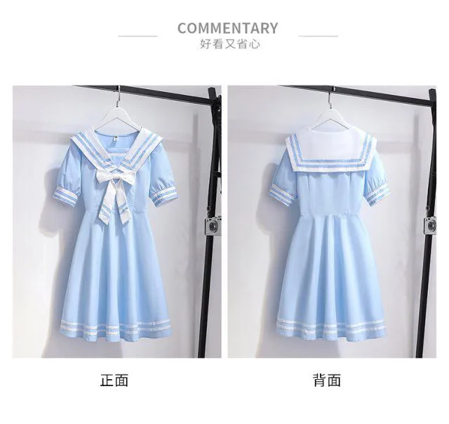 2024 Summer New retro preppy Girls long Dress Cotton Sailor bow Collar Teens striped JK Patchwork Baby Clothes Toddler 12 year