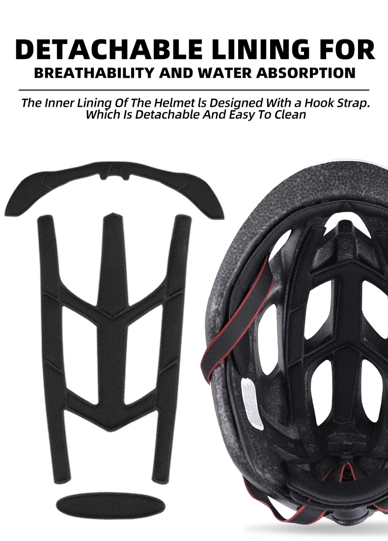 X-TIGER Fahrradhelm, LED-Rücklicht, atmungsaktiv, einteilig, für Mountain Road, Sport, Fahrradhelm, wiederaufladbar, mit Krempen-Design – Detail 14