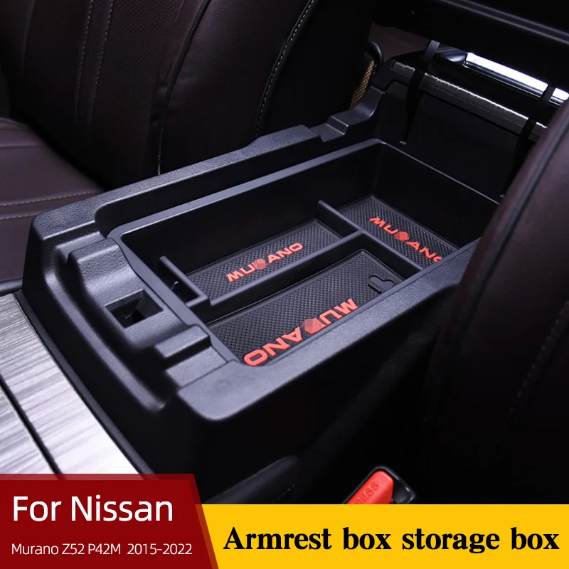 Armrest Storage Box For Nissan Murano Z52 P42M 2015-2022  Flocking Central Control Non-slip Organizer Container Accessories