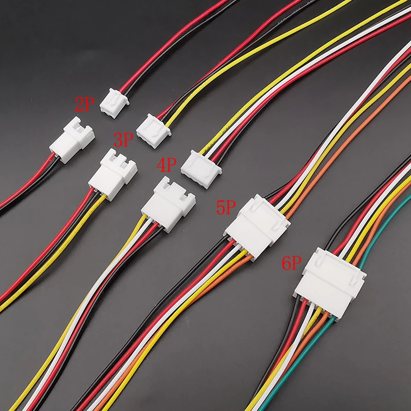 마이크로 JST XH 2.54 2P 3P 4P 5P 6PIN 암수 플러그 커넥터, 와이어 케이블 배터리 충전 케이블 포함, 2.54mm 피치, 10 쌍