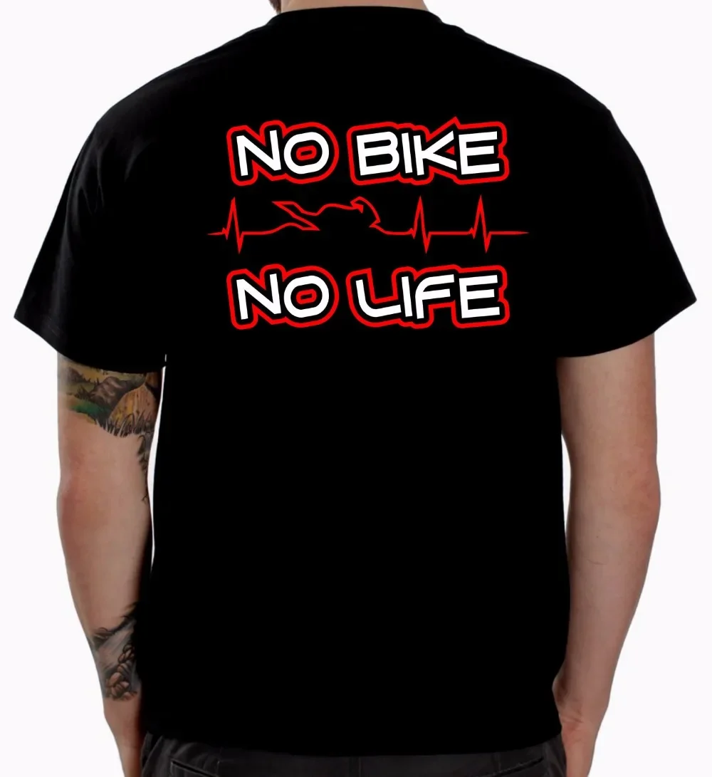 No Biker No Life Motorcycle Heartbeat Motorcyclist T-Shirt 100% Cotton O-Neck Summer Short Sleeve Casual Mens T-shirt Size S-3XL