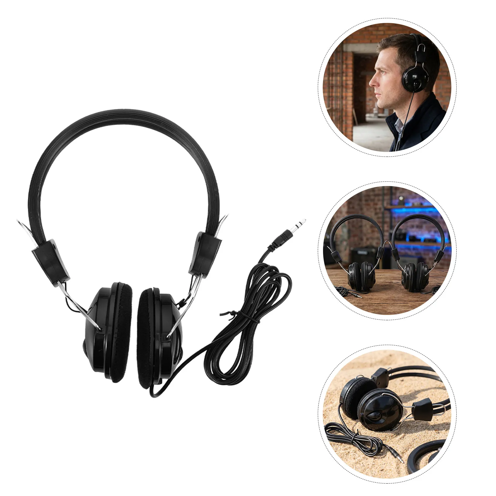 2Pcs Metal Detecting Headphones Wired Over Ear Noise Cancelling Stereo Headset Adjustable Headband Metal Accessories