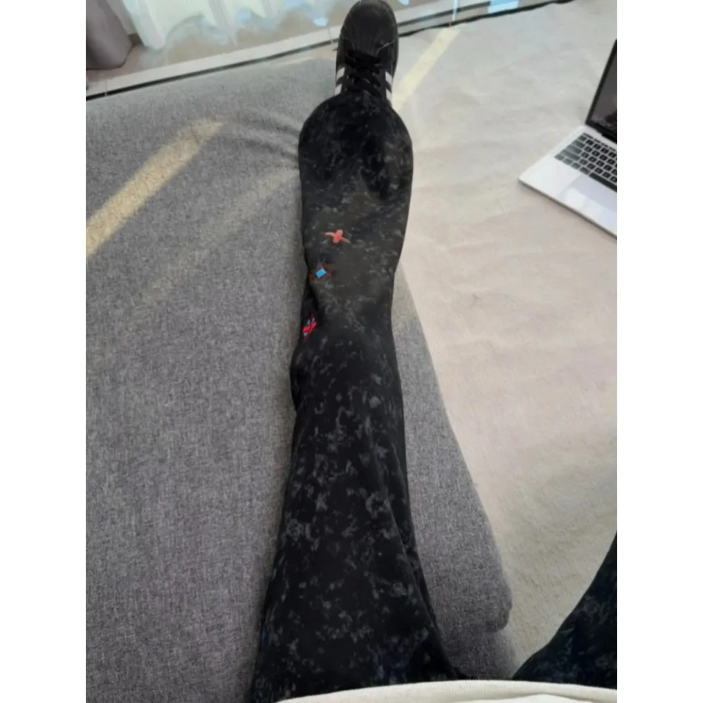 American Retro Tie Dye Embroidered Casual Pants Men Women Autumn Winter Oblique Knife Design Sensation Sport Pants
