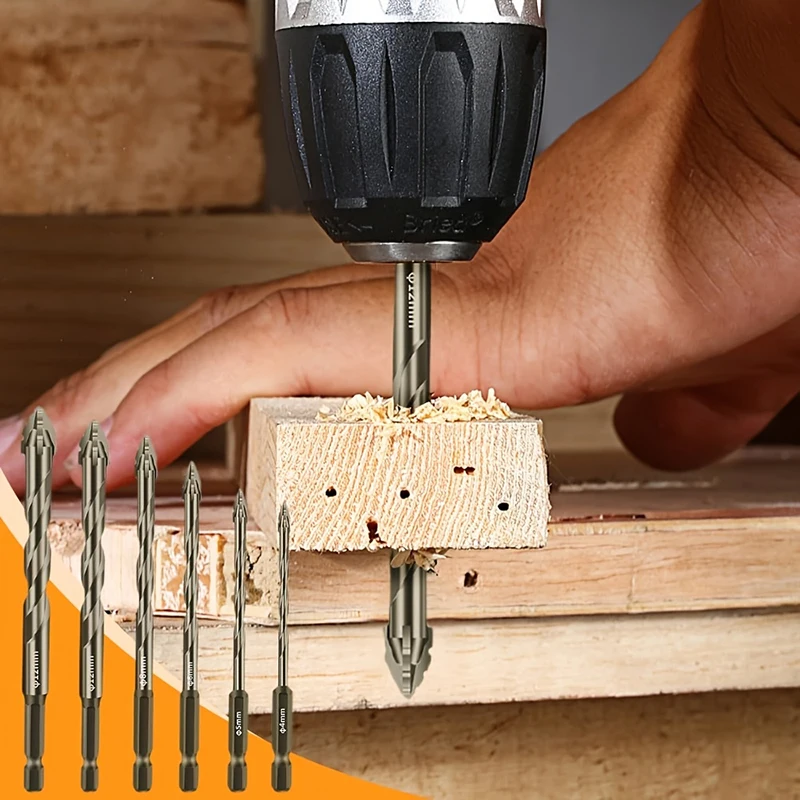 7PCS/SET 3-12mm Four-Flute Sawtooth Drill Bit Sawtooth Drilling Tools For Glass/Tile/Concrete/Metal Drill Bit Set Tools