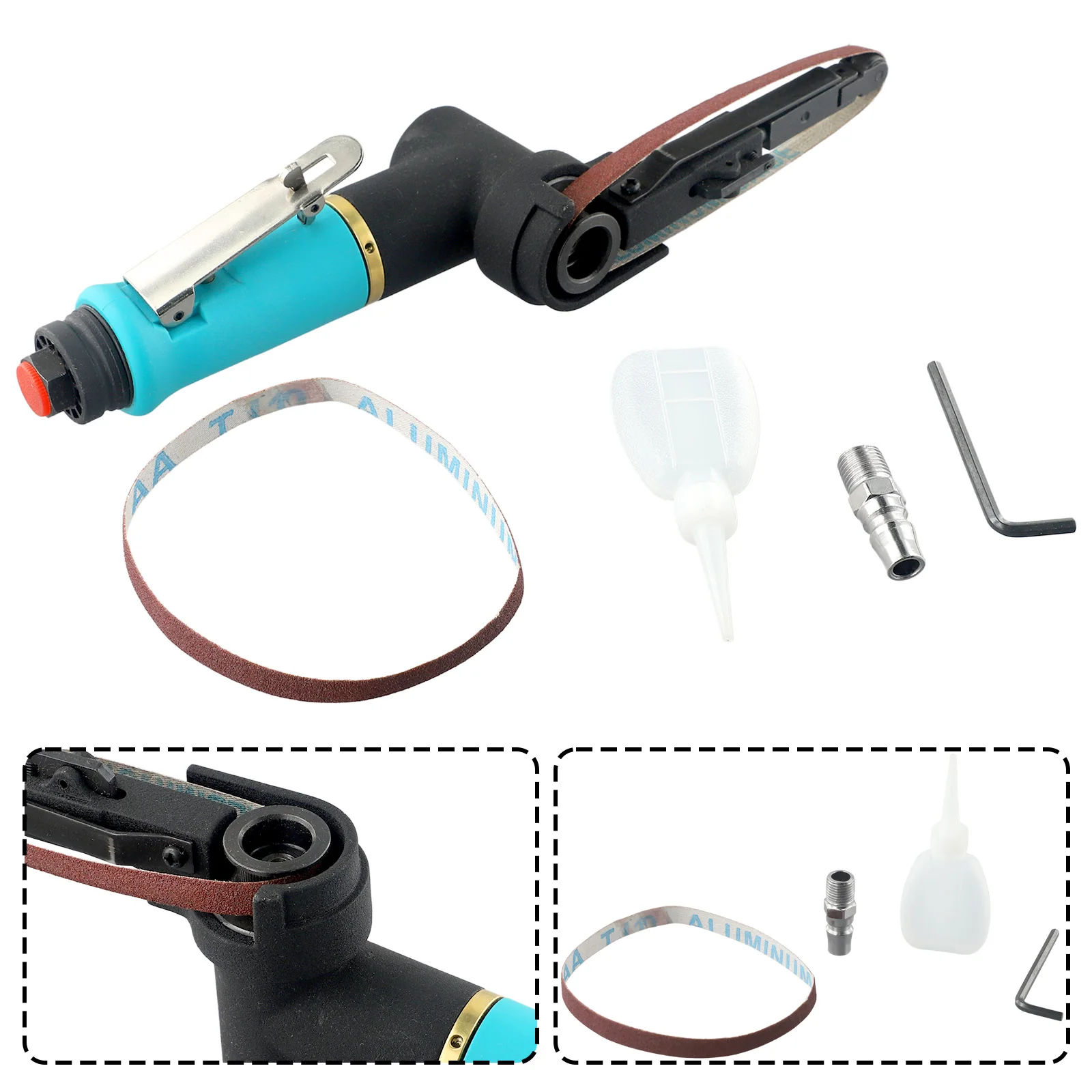 

1 Pcs NT-2231 Air Belt Sander Sanding Belt 330*10mm W/ Adapter Pneumatic For Grinder Machine Polishing Tools Parts