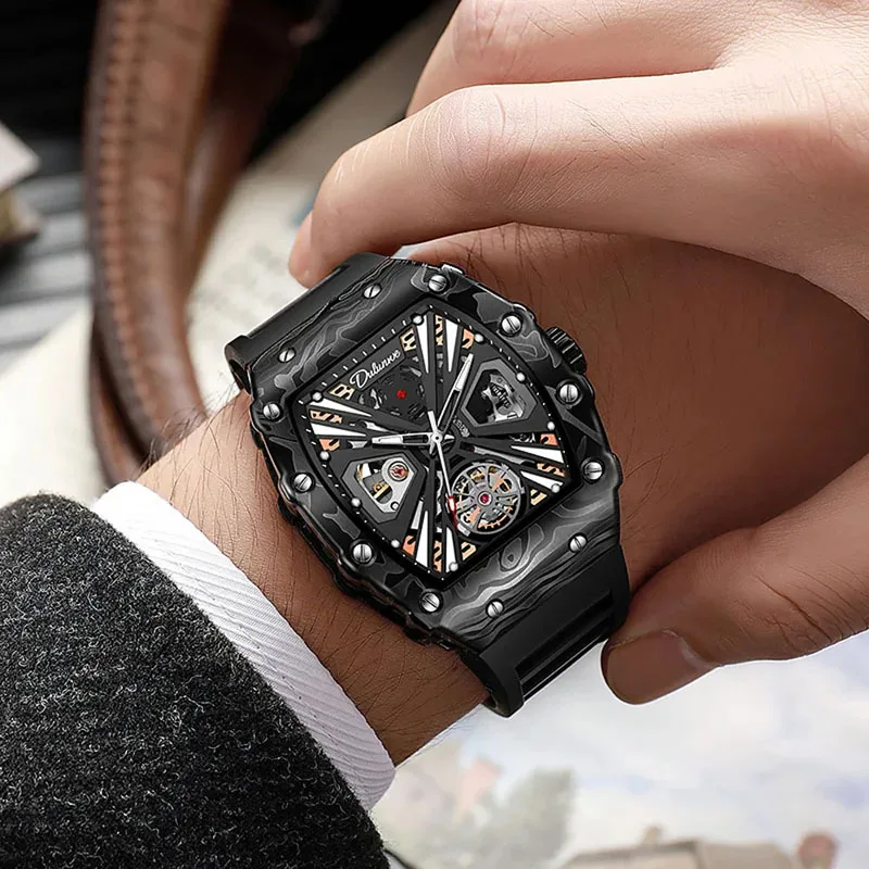 

Mechanical Watch Luxury Automatic Watch Men's Barrel Shaped Waterproof And Luminous Watch Waterproof Clock Montre Homme