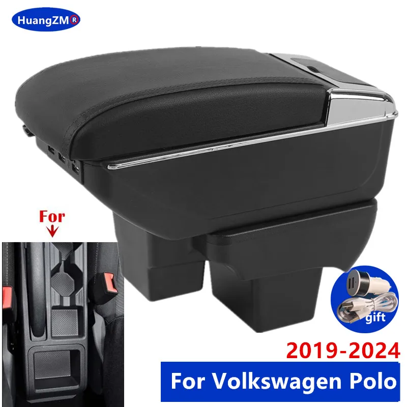 Für Volkswagen Polo Armlehne box Für VW Polo Auto Armlehne Gewidmet Retrofit 2019-2024 Lagerung Box Retrofit teile Auto zubehör