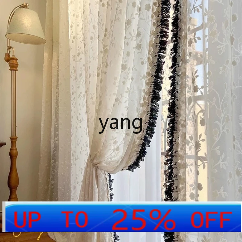 LMM Custom French Romantic American Retro Heavy Embossed Sheer Curtain Lace Curtain