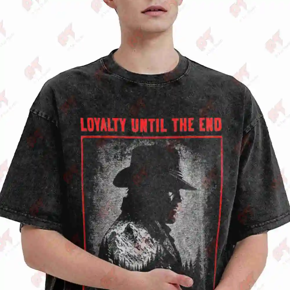 Western Gunslinger Style Outlaw Cowboy Vintage Washed Tee Pure Cotton T-Shirt
