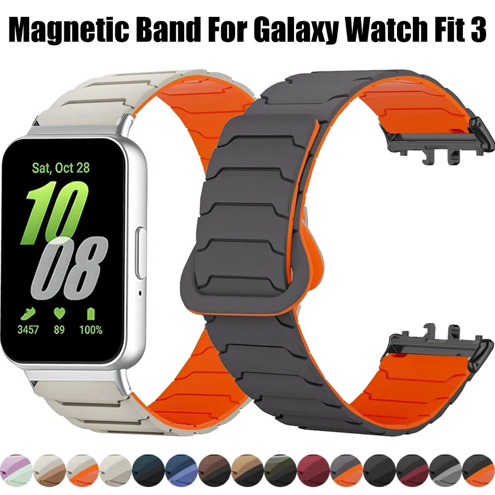 Armor-Stil-Magnetschlaufen-Uhrenarmband für Samsung Galaxy Fit 3, Sport-Silikonband für Galaxy Fit3, Herren- und Damen-Zubehör, Correa