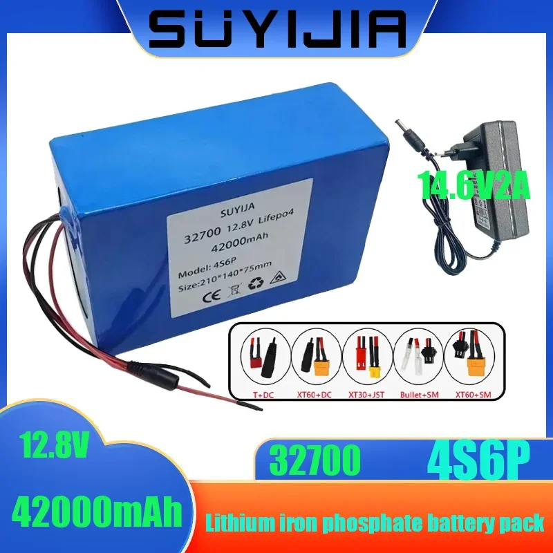 32700 12.8V 42000Ah Lifepo4 Battery Pack 4S6P 42Ah Backup Battery Built-in BMS 40A Balance Board 12V Electric Boat Power Supply