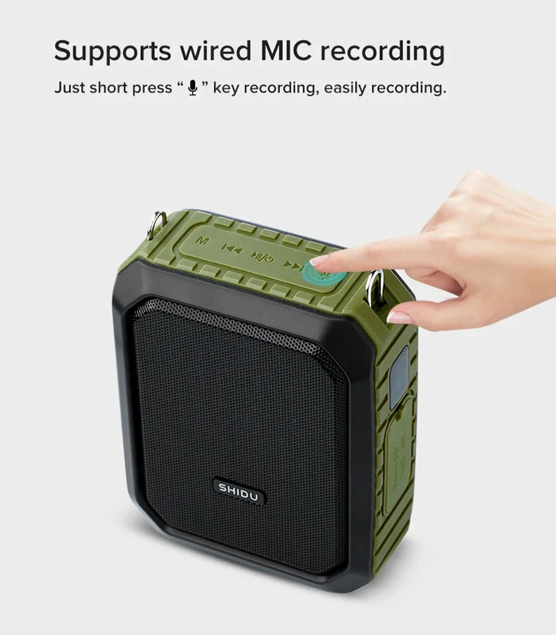 M800 Shidu Original Waterproof Mini Voice Amplifier Control Portable Wireless Wearable Voice Amplifier Speakers With Microphone