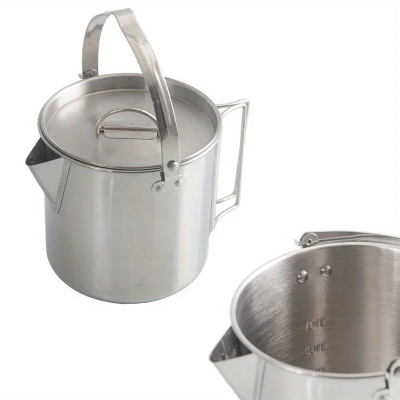 1PC Compact and Portable 1.2L Outdoor Steel Kettle for Camping Picnic and Hanging Cookouts - view 4